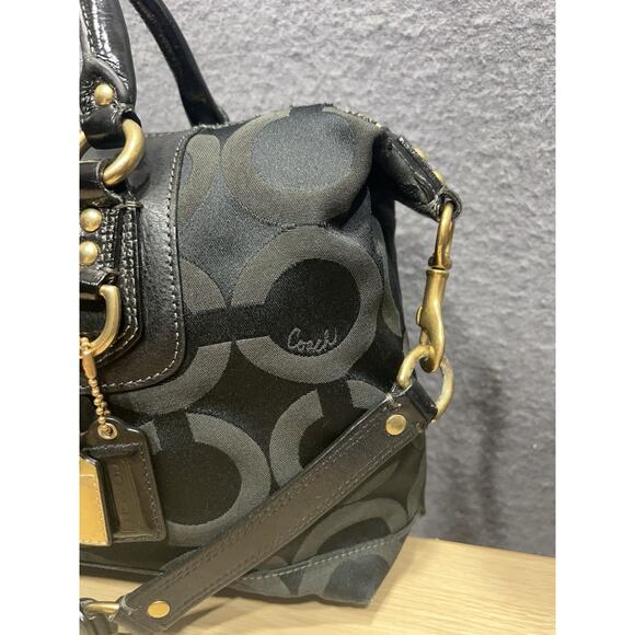 Coach Madison Op Art F0826-12943 Black Lavender Satchel Purse Handbag Authentic - Picture 3 of 16